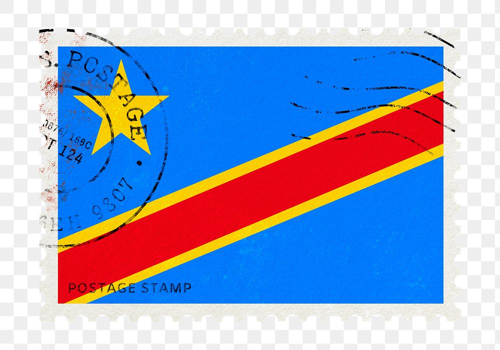 Congo flag png post stamp sticker, transparent background