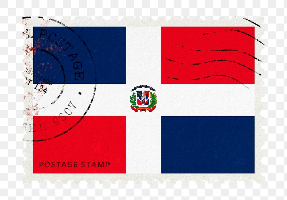 Dominican Republic flag png post stamp sticker, transparent background