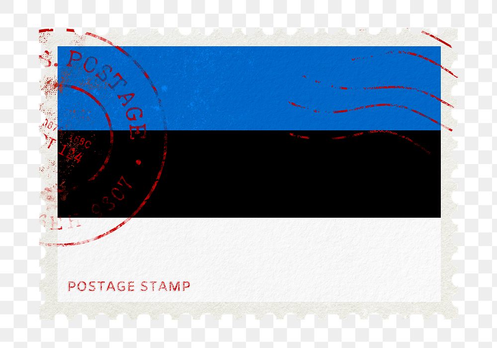 Estonia flag png post stamp sticker, transparent background