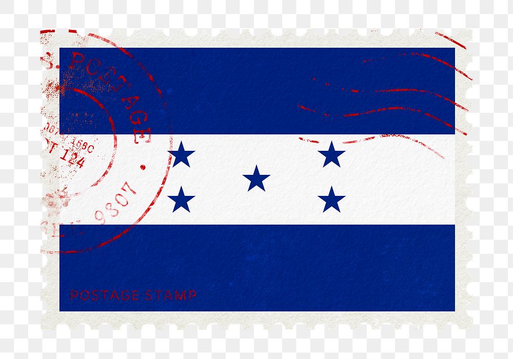 Honduras flag png post stamp sticker, transparent background