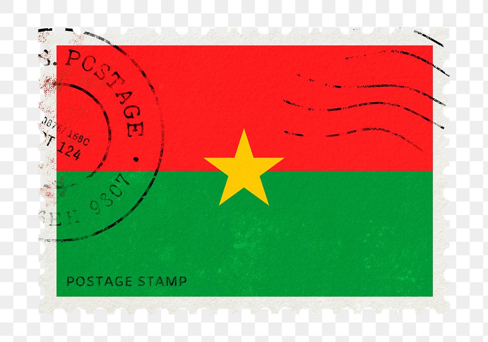 Burkina flag png post stamp sticker, transparent background