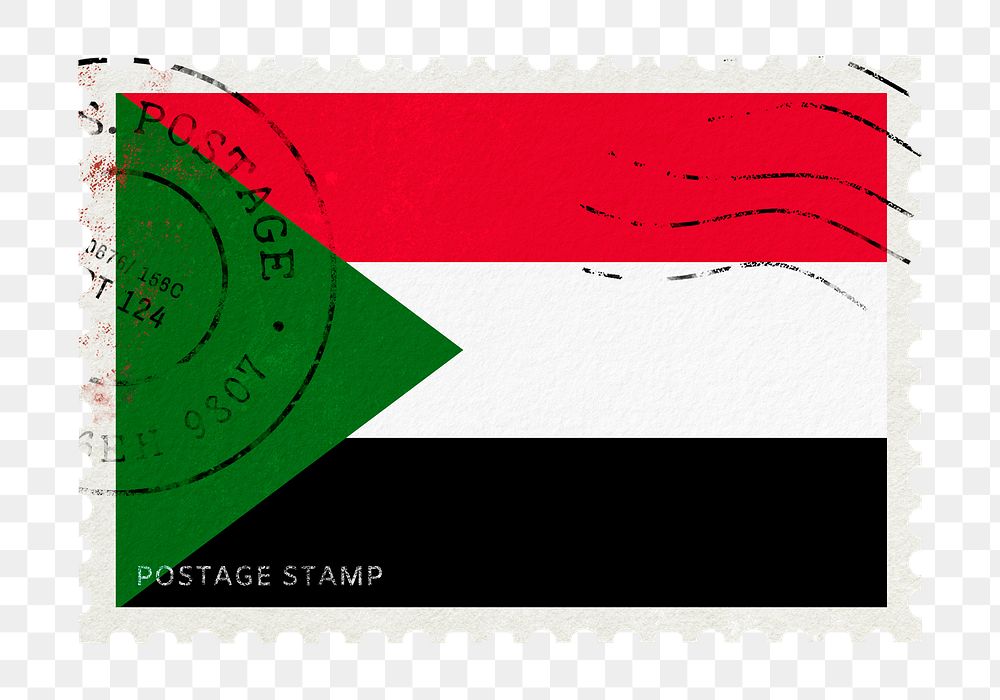 Sudan flag png post stamp sticker, transparent background