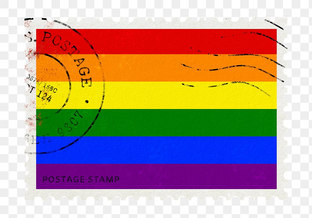 LGBTQ flag png post stamp sticker, transparent background