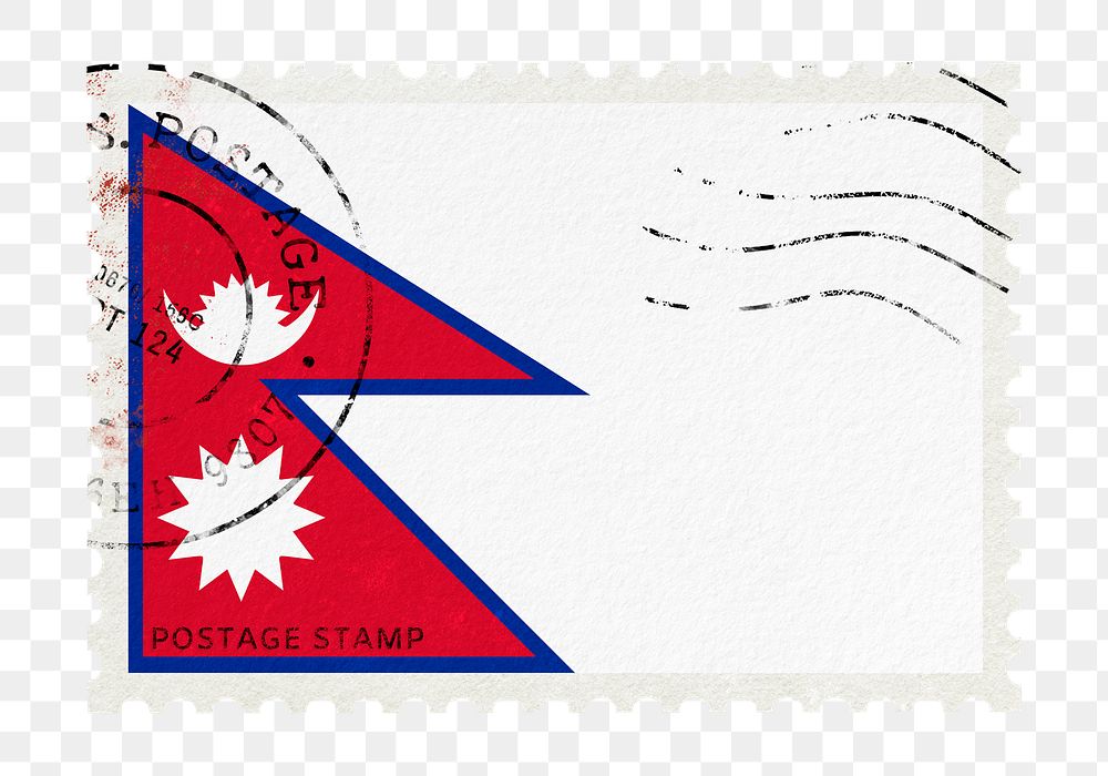 Nepal flag png post stamp sticker, transparent background