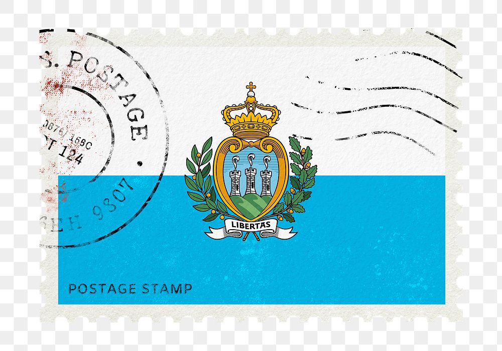 San Marino flag png post stamp sticker, transparent background