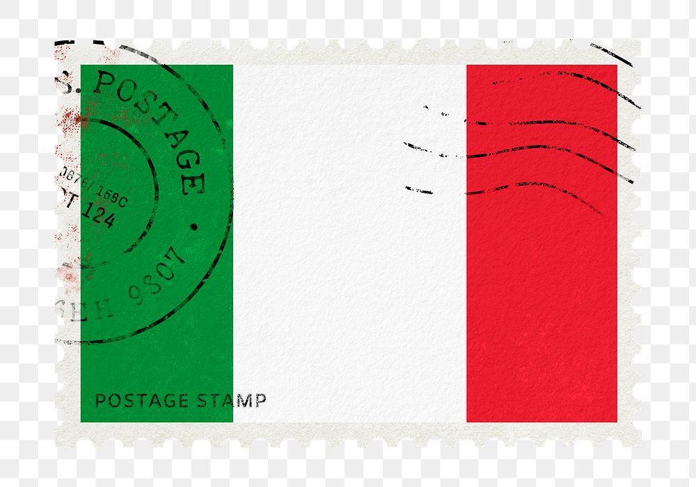 Italy flag png post stamp sticker, transparent background