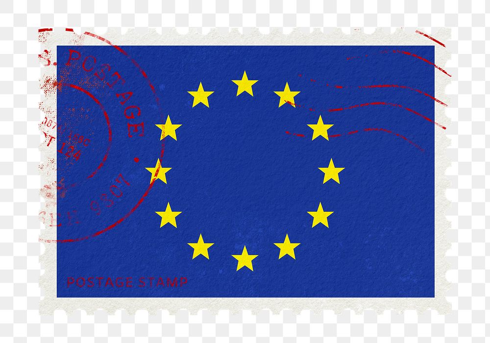 European union flag png post stamp sticker, transparent background