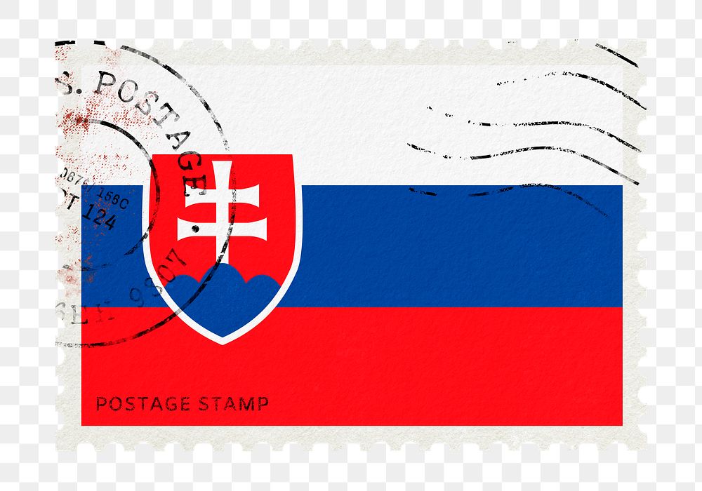 Slovakia flag png post stamp sticker, transparent background