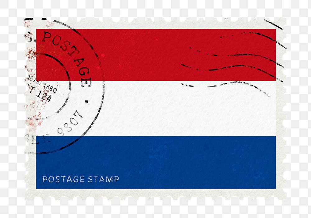 Netherlands flag png post stamp sticker, transparent background