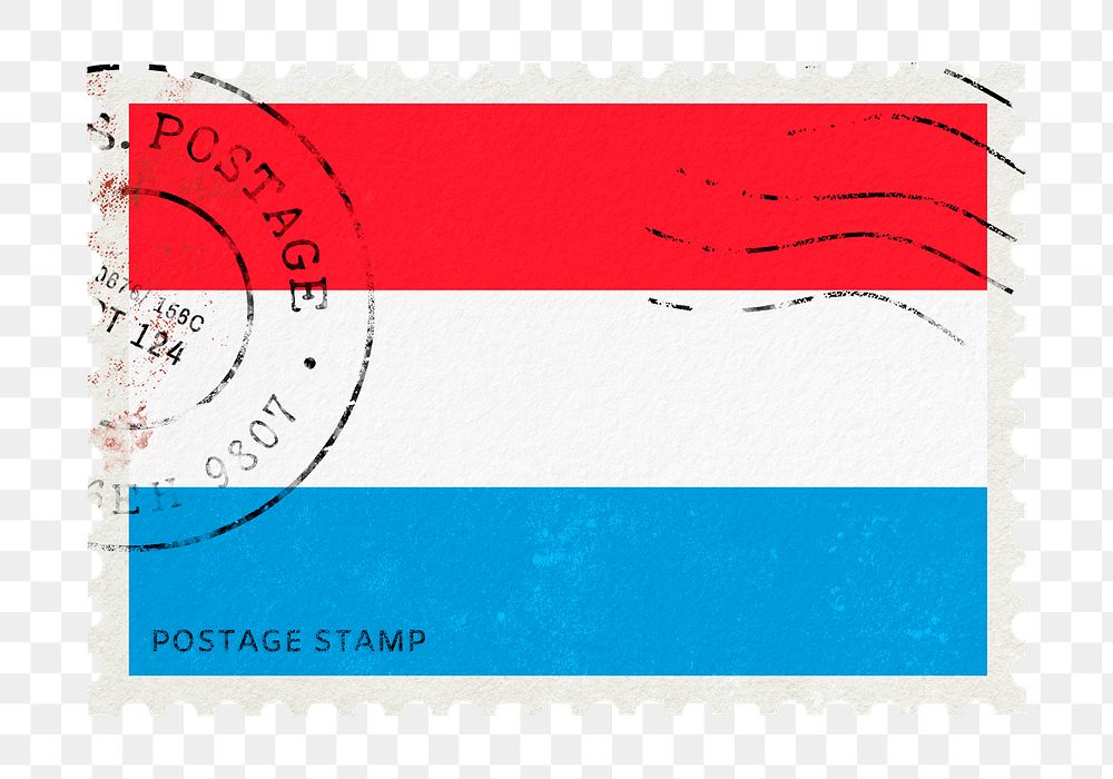 Luxembourg flag png post stamp sticker, transparent background