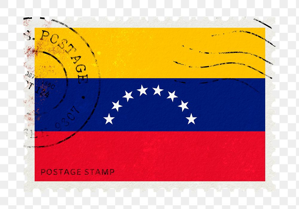 Venezuela flag png post stamp sticker, transparent background