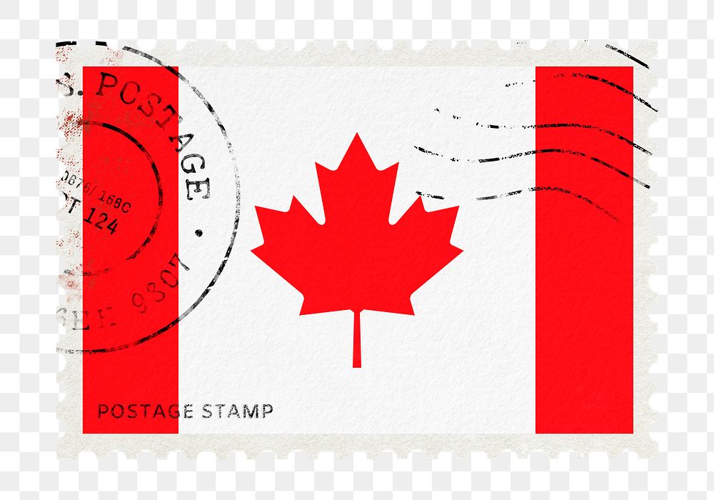 Canada flag png post stamp sticker, transparent background