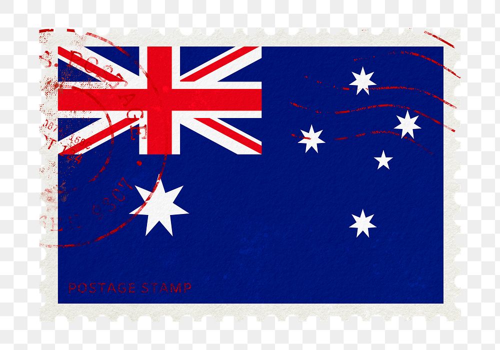 Australia flag png post stamp sticker, transparent background