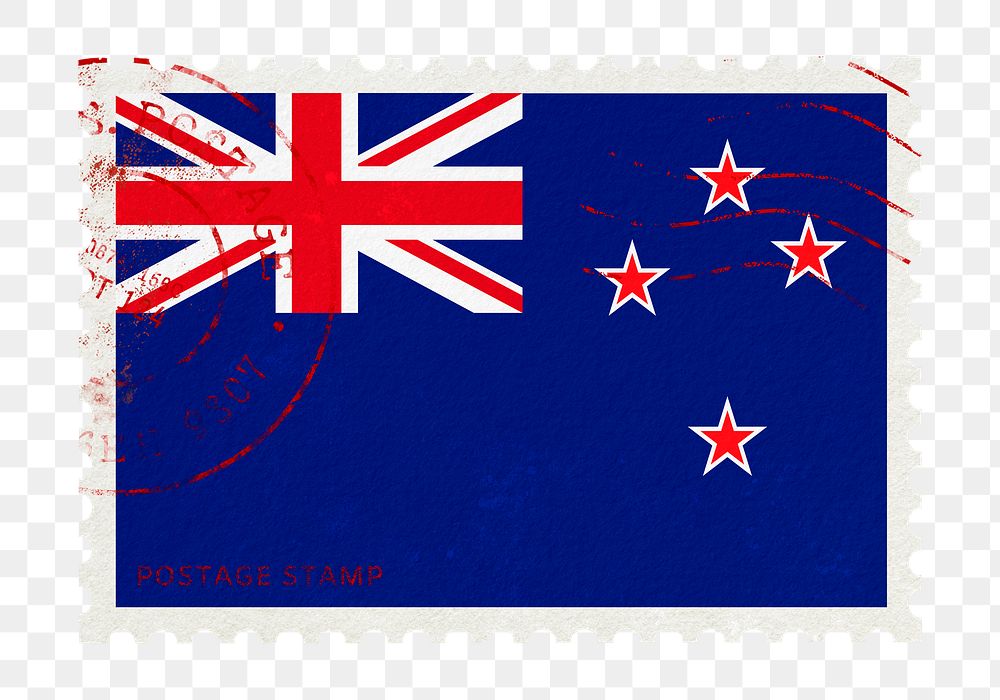 New Zealand flag png post stamp sticker, transparent background