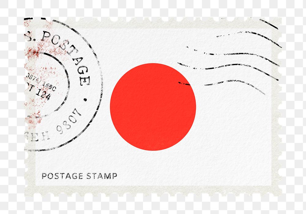 Japan flag png post stamp sticker, transparent background