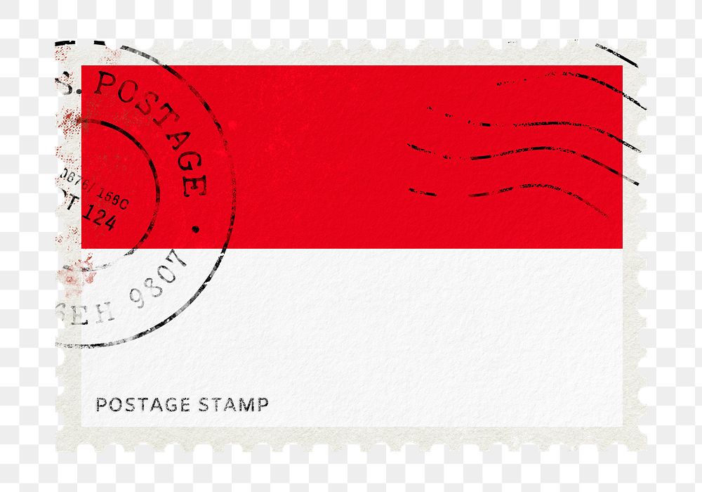 Indonesia flag png post stamp sticker, transparent background