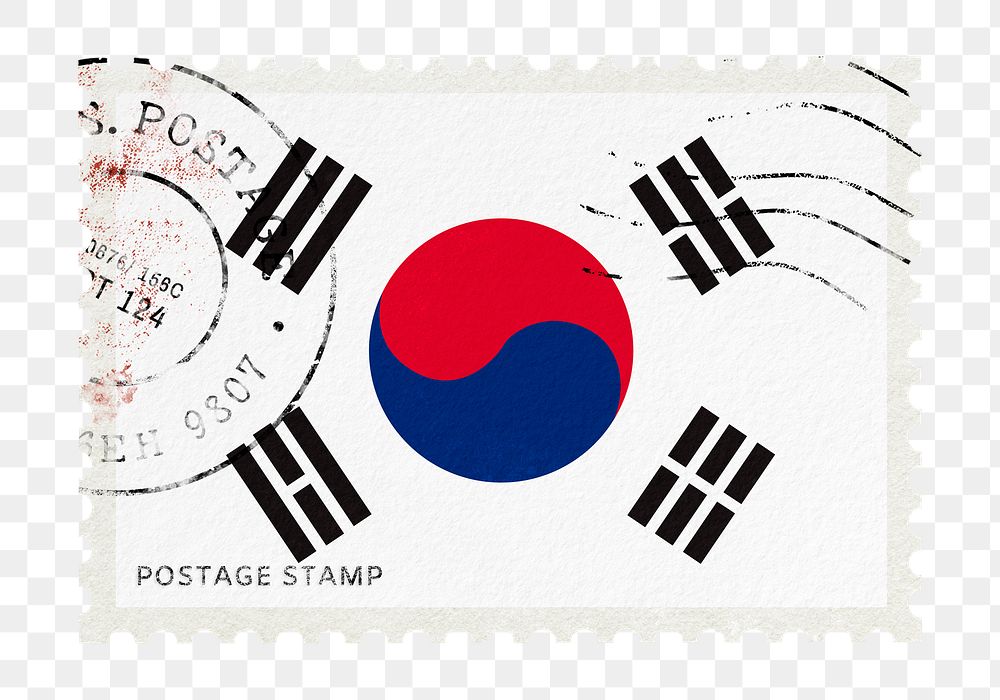 South Korea flag png post stamp sticker, transparent background