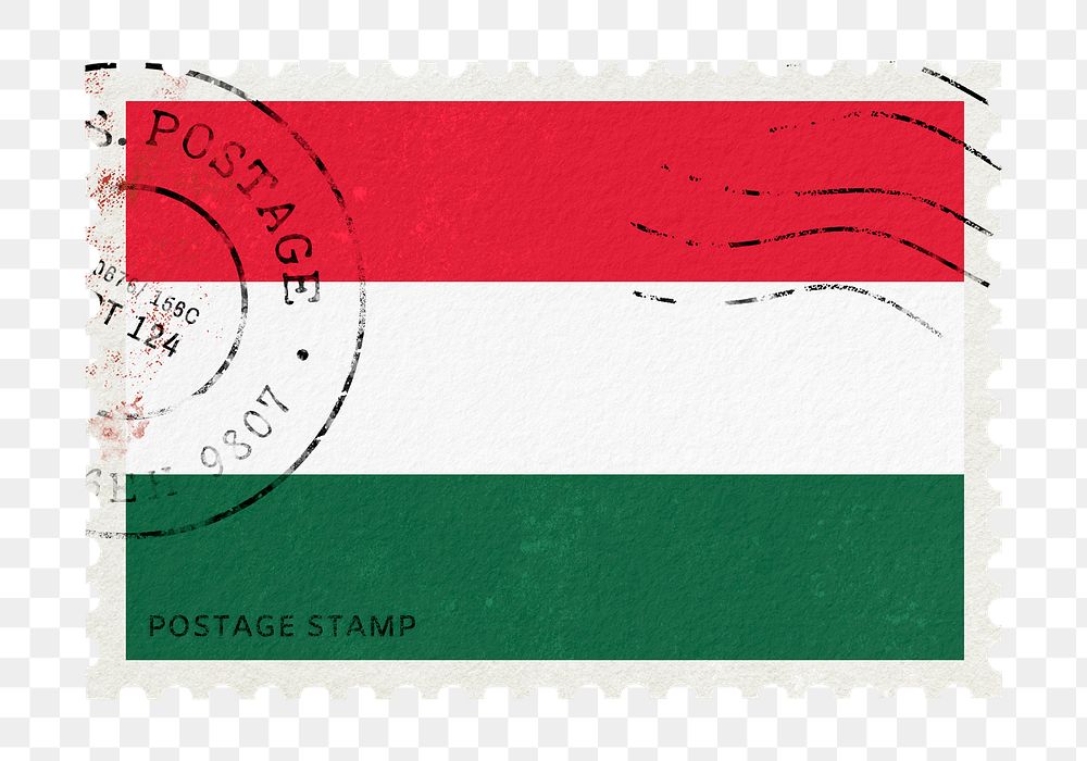 Hungary flag png post stamp sticker, transparent background