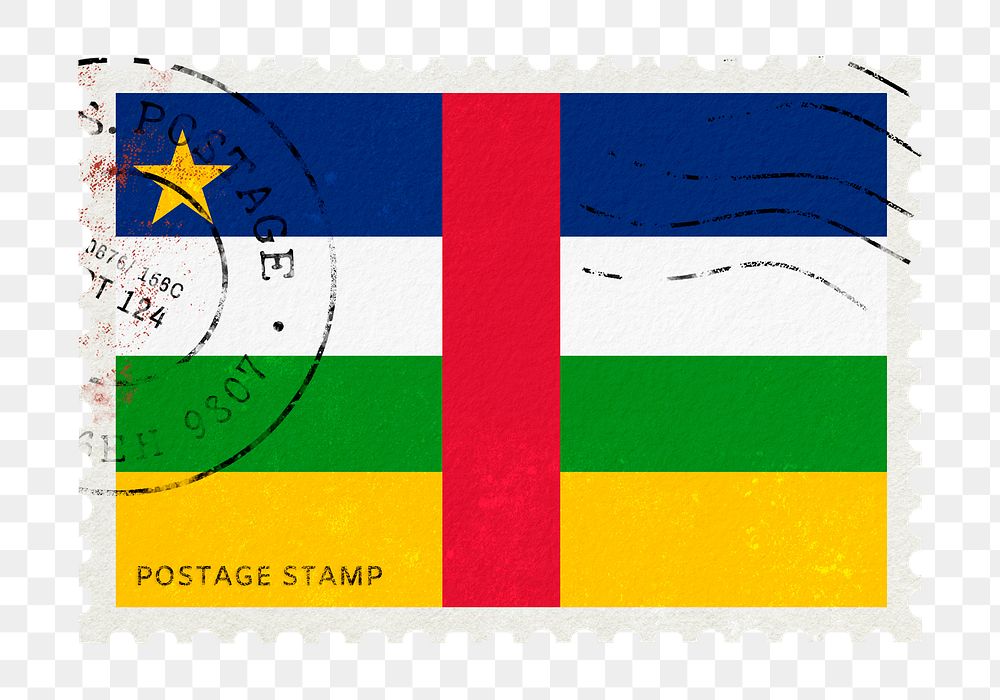 Central African Republic flag png post stamp sticker, transparent background