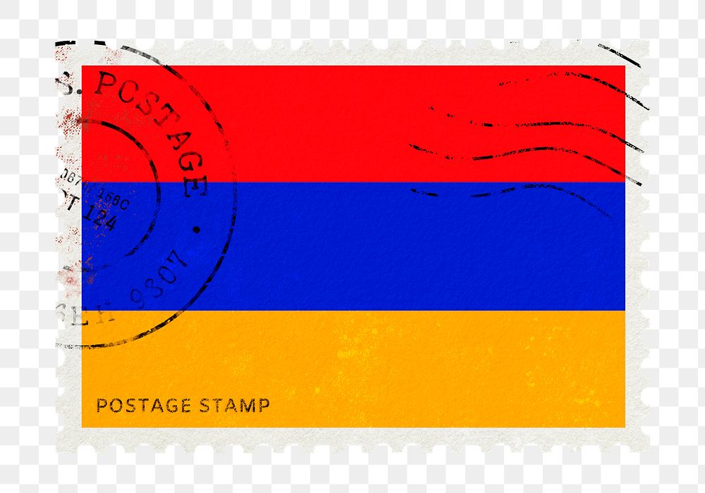 Armenia flag png post stamp sticker, transparent background