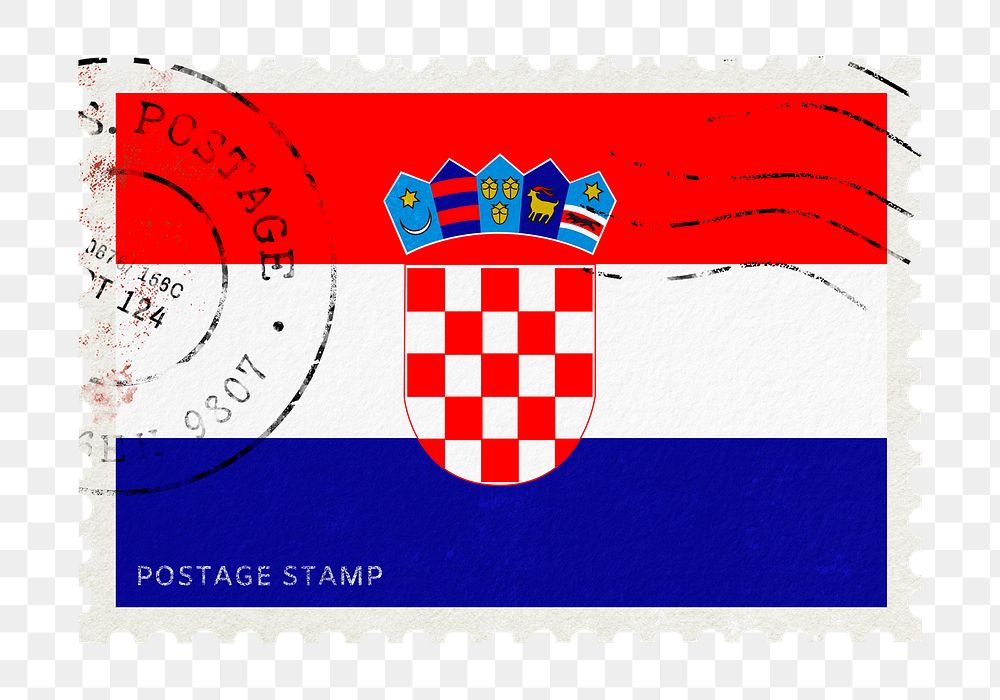 Croatia flag png post stamp sticker, transparent background