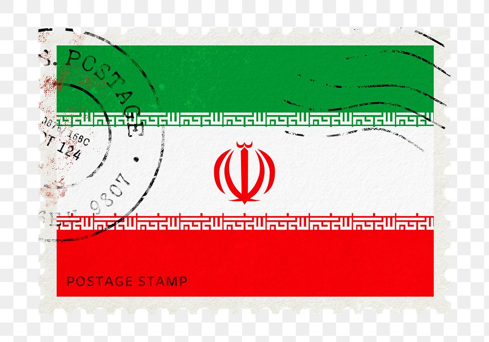 Iran png post stamp sticker, transparent background