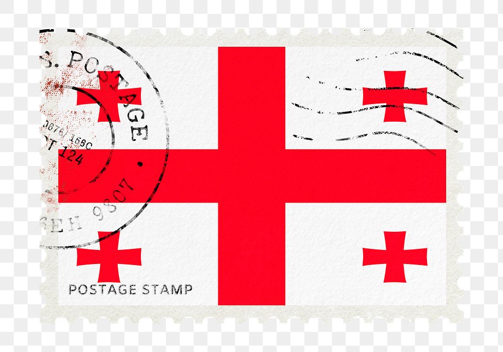 Georgia flag png post stamp sticker, transparent background