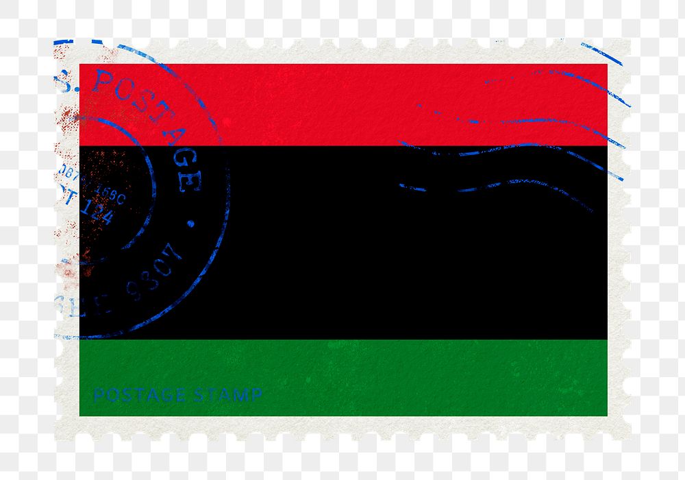 Pan-African flag png post stamp sticker, transparent background