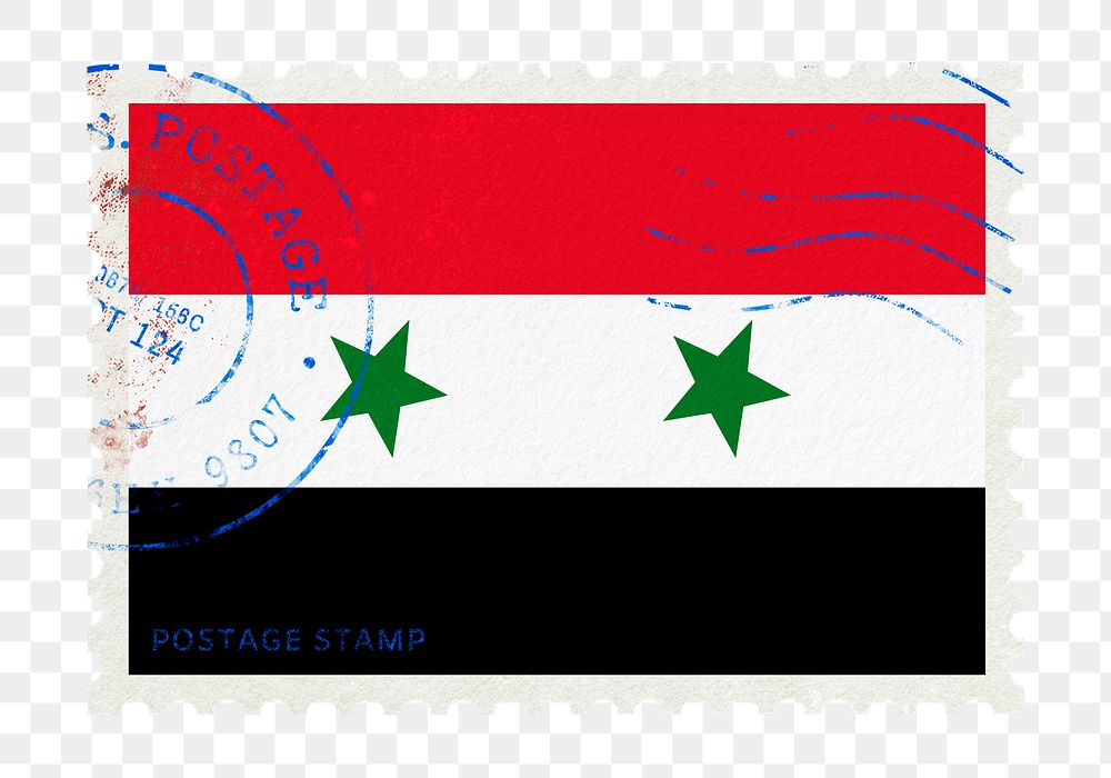 Syria flag png post stamp sticker, transparent background