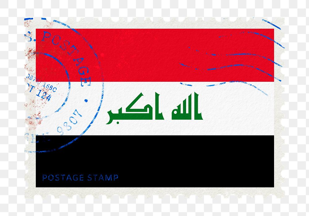 Iraq flag png post stamp sticker, transparent background