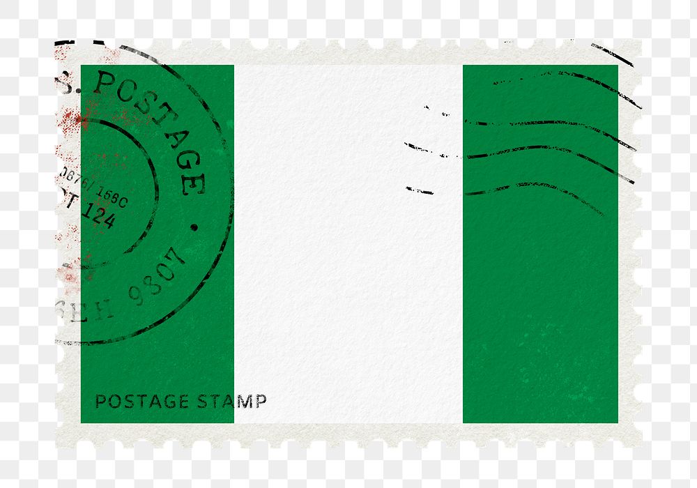 Nigeria flag png post stamp sticker, transparent background