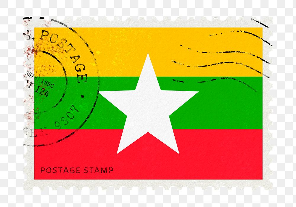Myanmar flag png post | Free PNG - rawpixel
