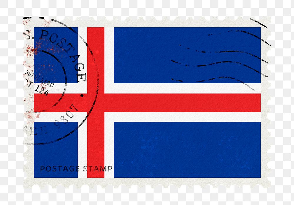 Iceland flag png post stamp sticker, transparent background