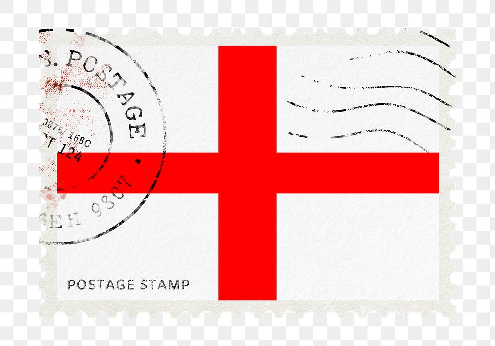 Saint George's Cross flag png post stamp sticker, transparent background