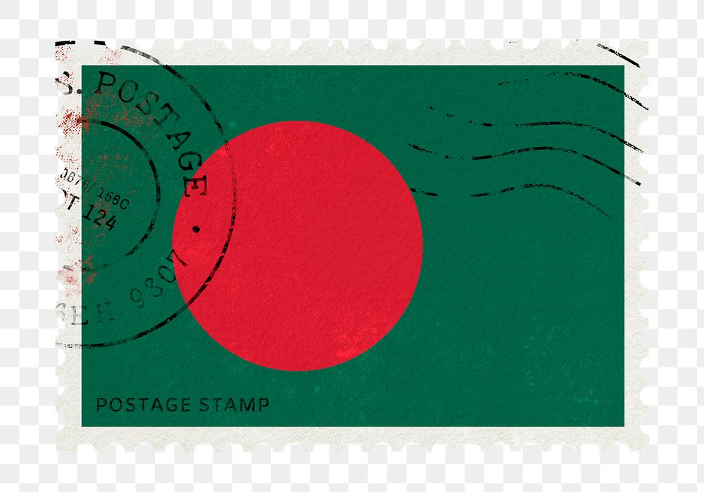 Bangladesh flag png post stamp sticker, transparent background