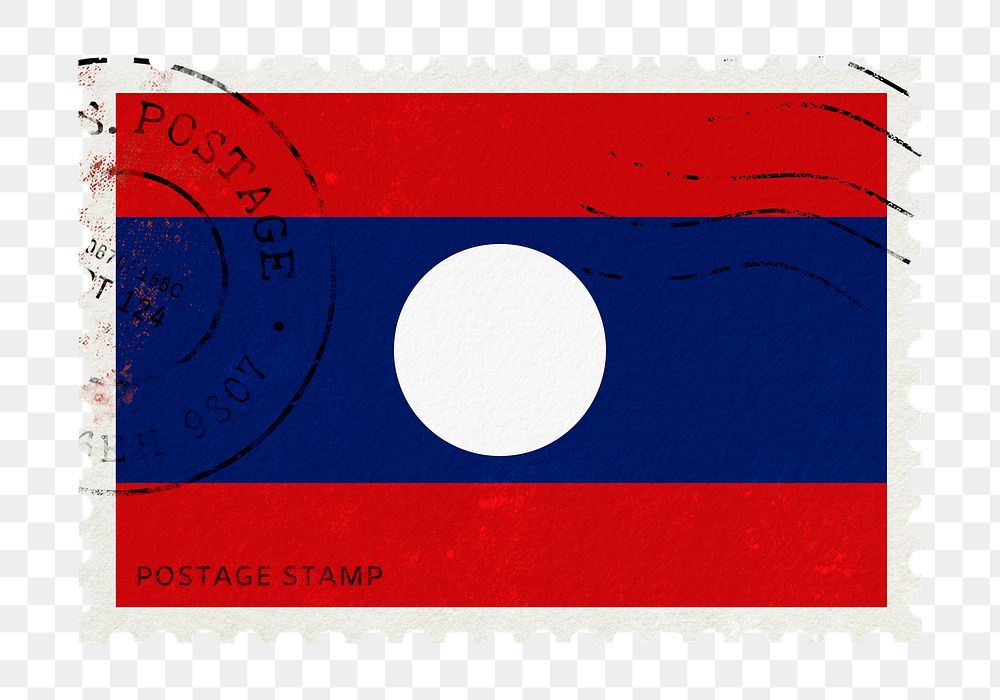 Laos flag png post stamp sticker, transparent background