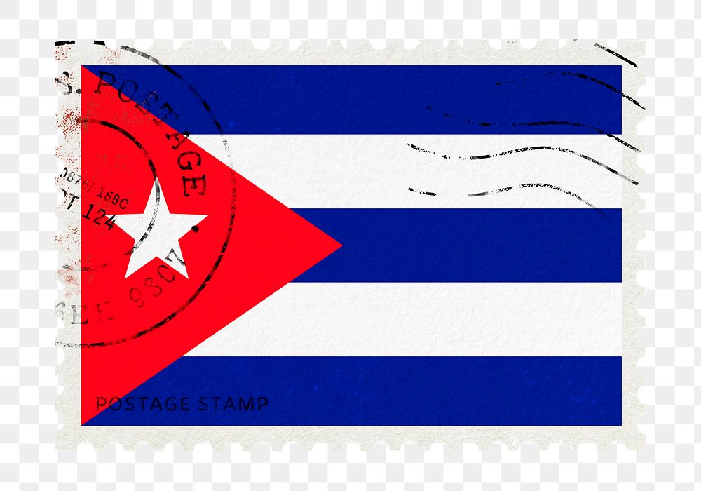 Cuba flag png post stamp sticker, transparent background
