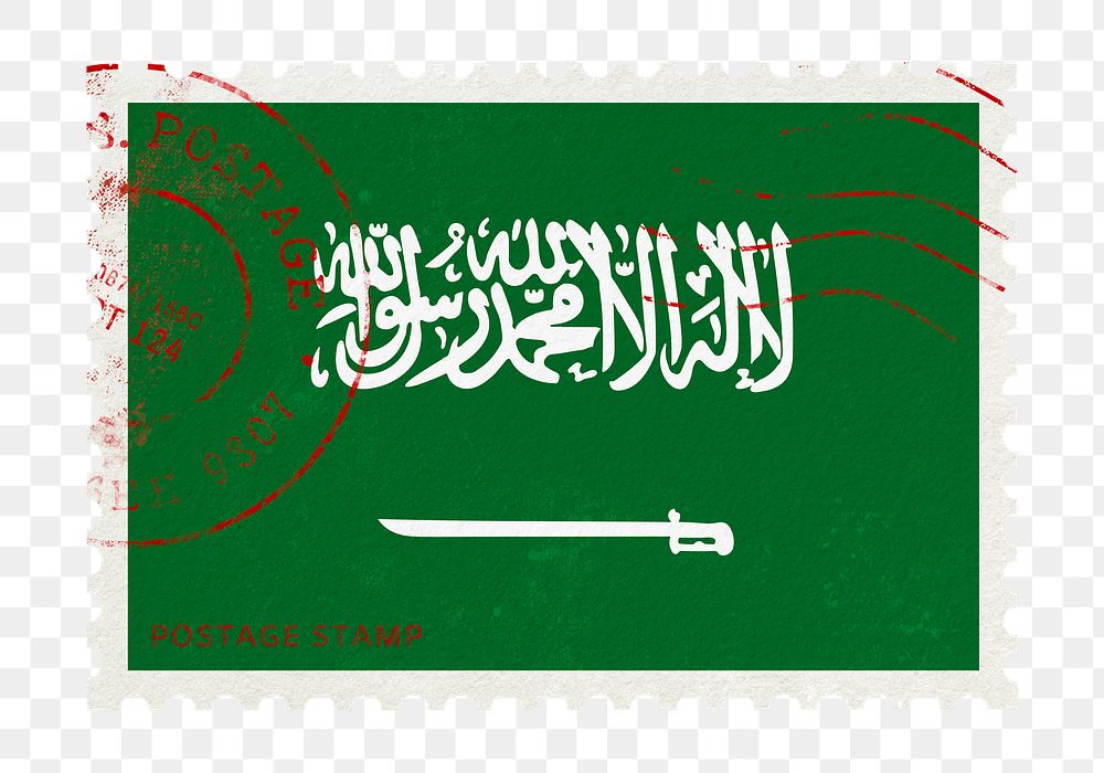Saudi Arabia flag png post stamp sticker, transparent background