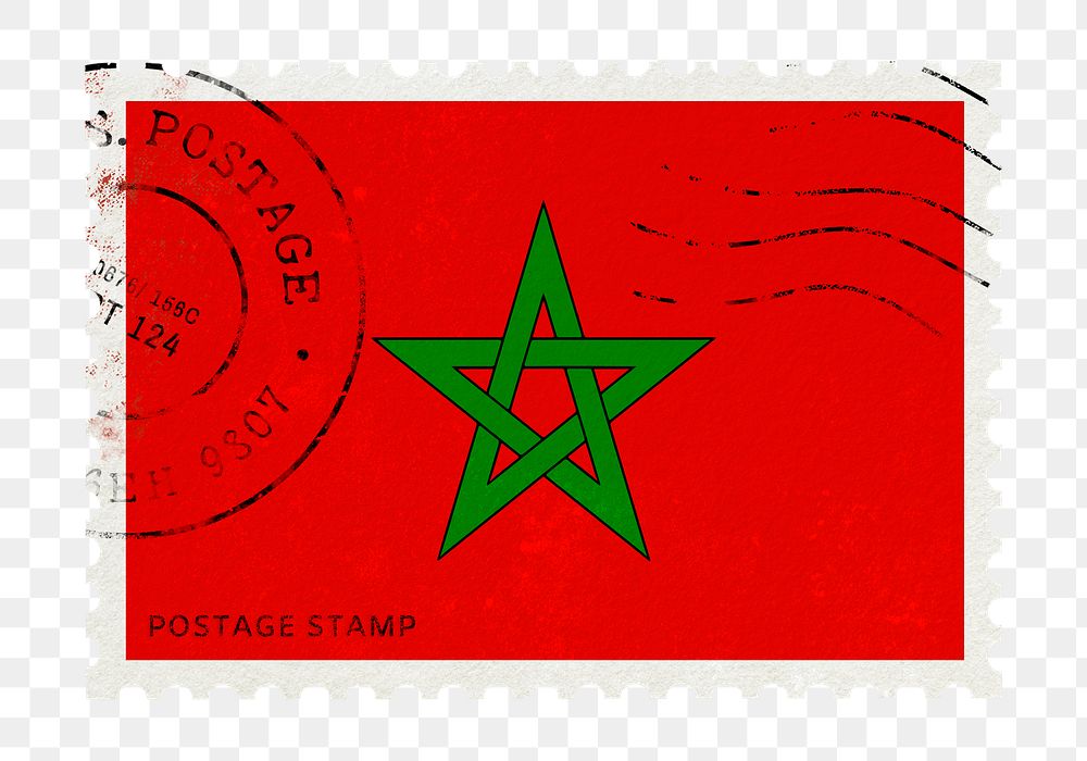 Morocco flag png post stamp sticker, transparent background