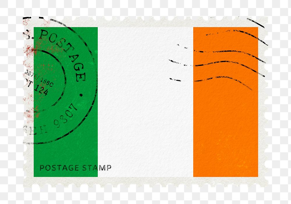 Ireland flag png post stamp sticker, transparent background