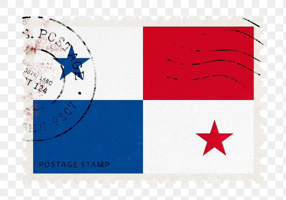 Panama flag png post stamp sticker, transparent background