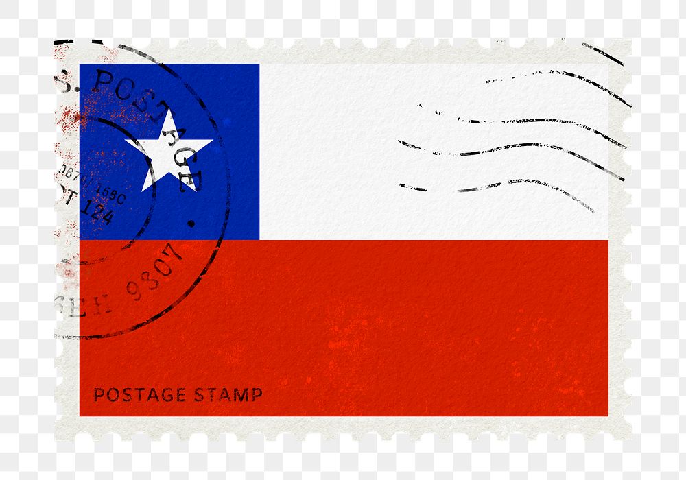 Chile flag png post stamp sticker, transparent background
