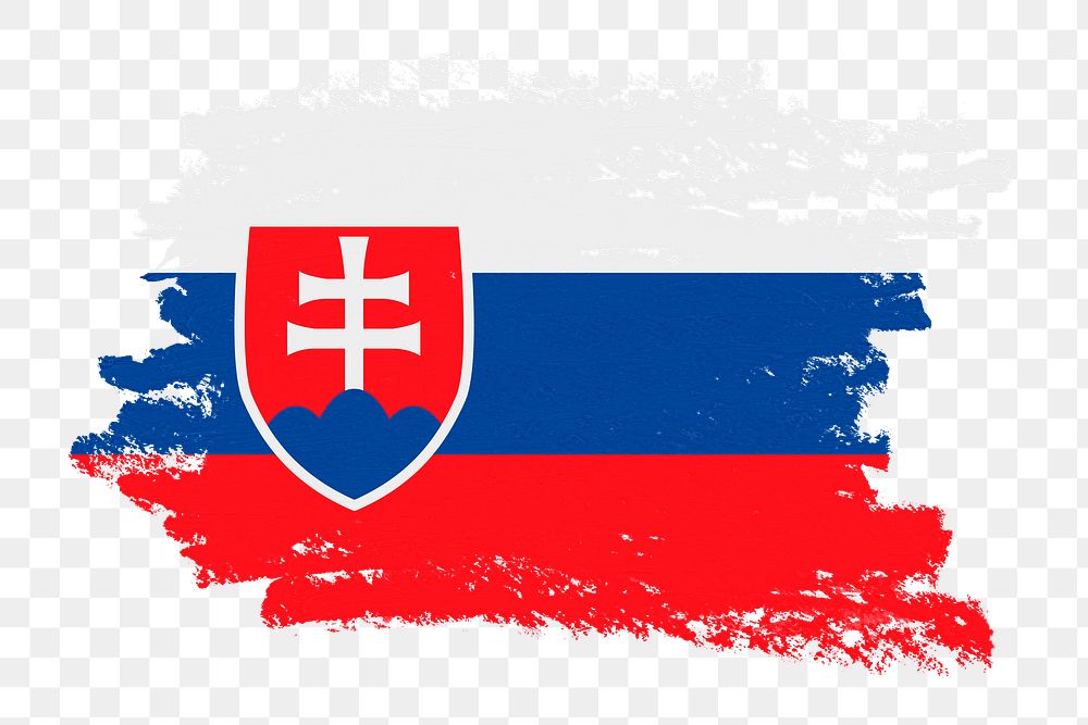 Flag of Slovakia png sticker, paint stroke design, transparent background