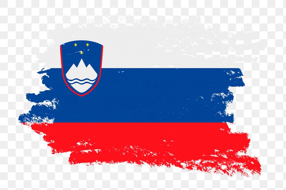 Flag of Slovenia png sticker, paint stroke design, transparent background