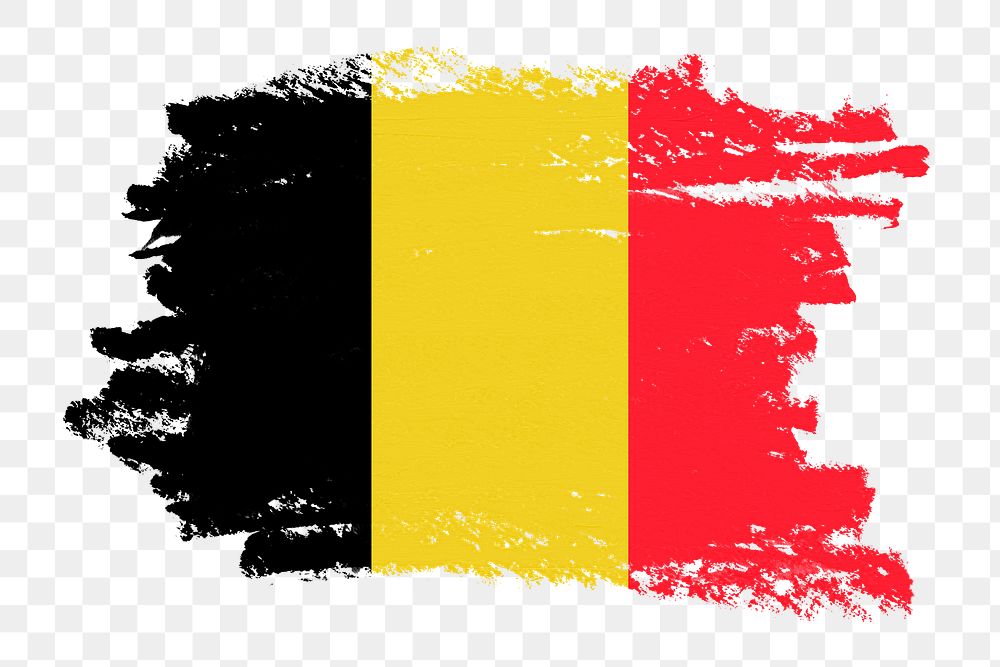 Flag of Belgium png sticker, paint stroke design, transparent background
