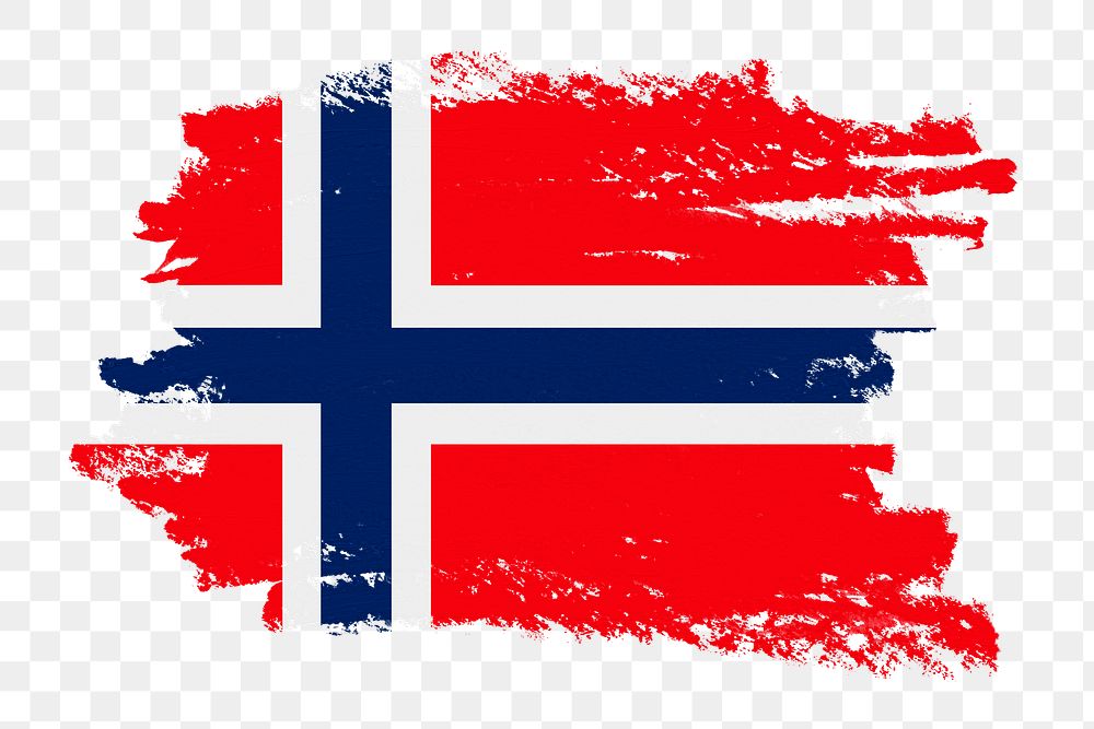 Flag of Norway png sticker, paint stroke design, transparent background