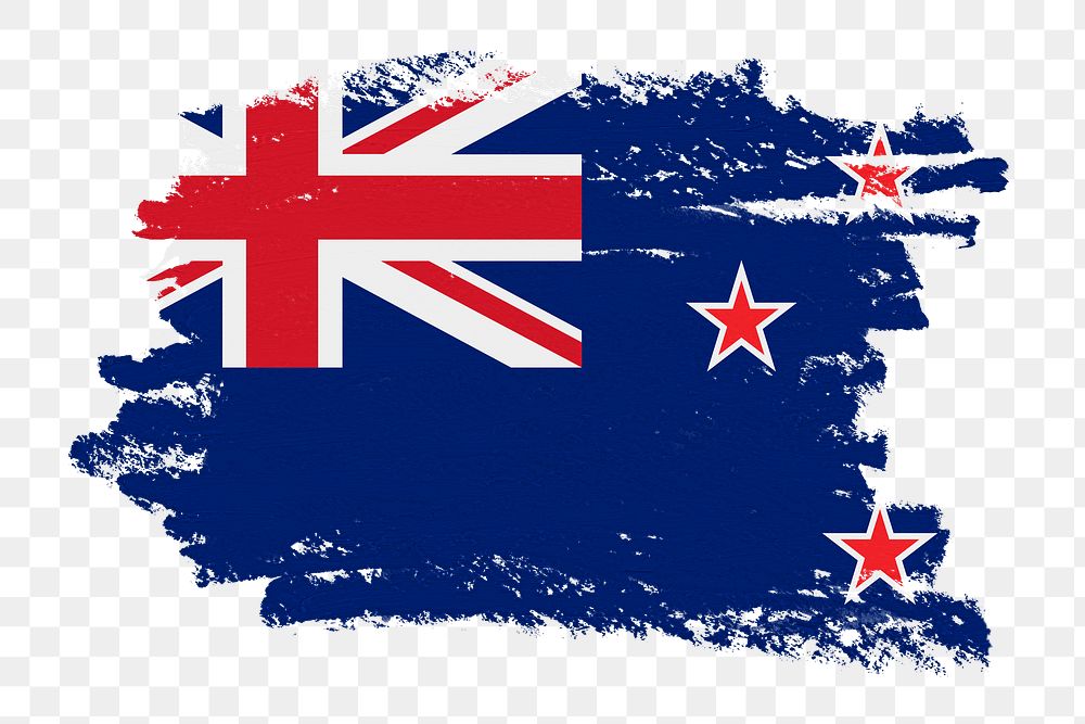 Png flag of New Zealand sticker, paint stroke design, transparent background