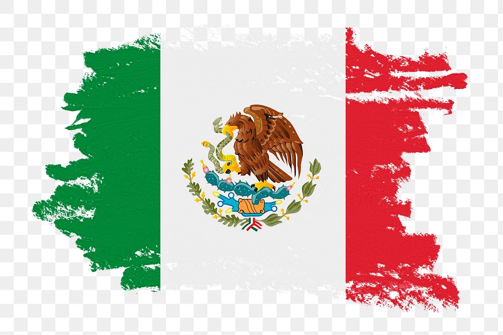 Flag of Mexico png sticker, paint stroke design, transparent background