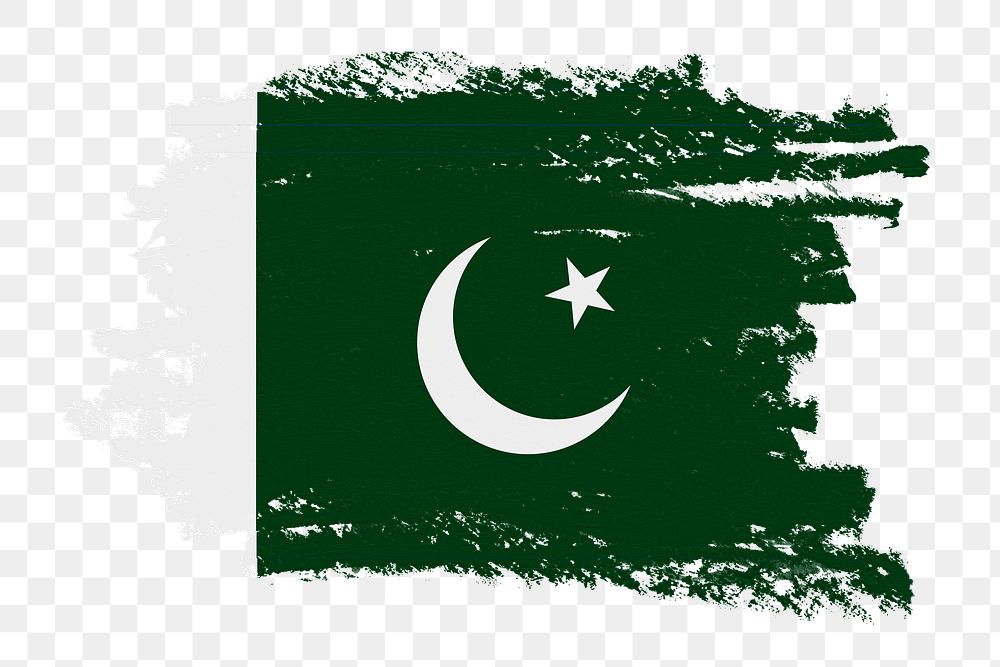 Flag of Pakistan png sticker, paint stroke design, transparent background