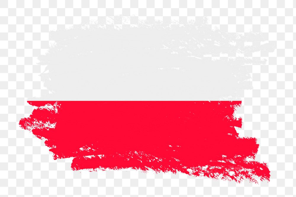 Flag of Poland png sticker, paint stroke design, transparent background